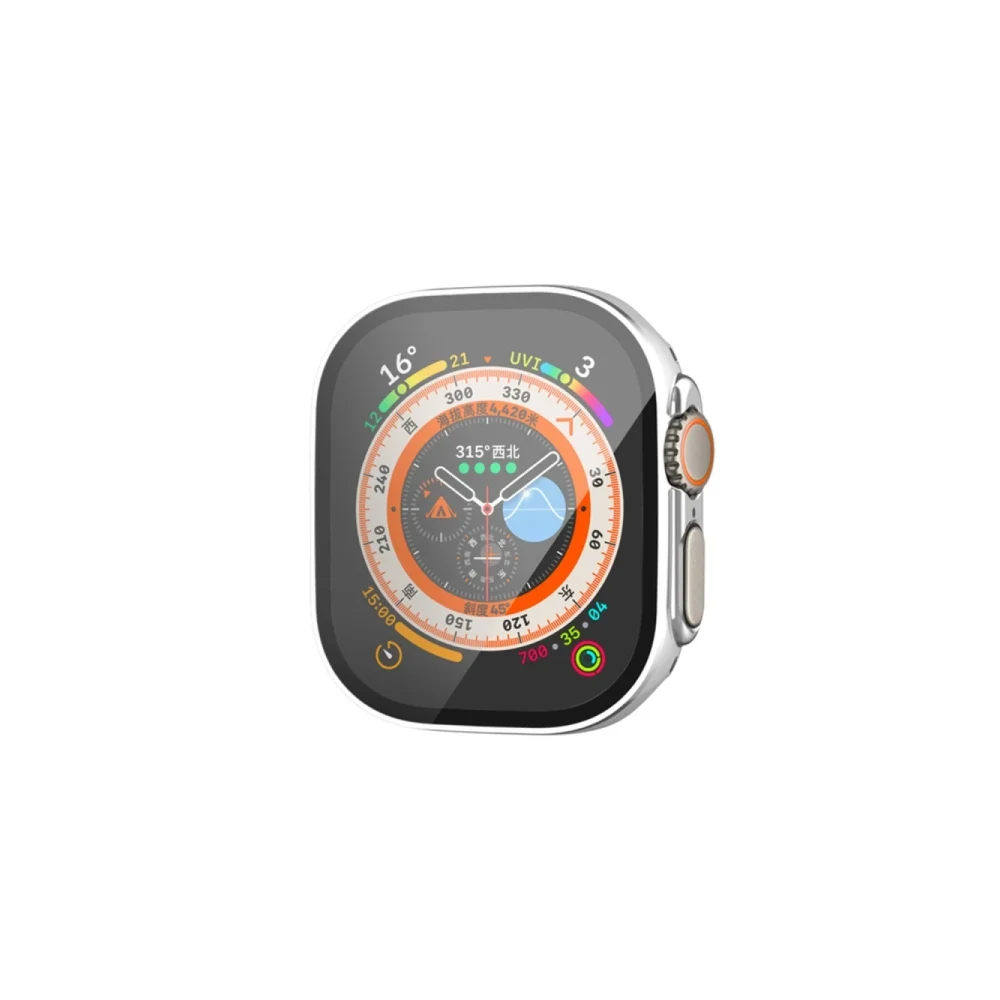 Apple Watch Ultra 49mm Legend Camlı Kasa Ekran Koruyucu - Gümüş