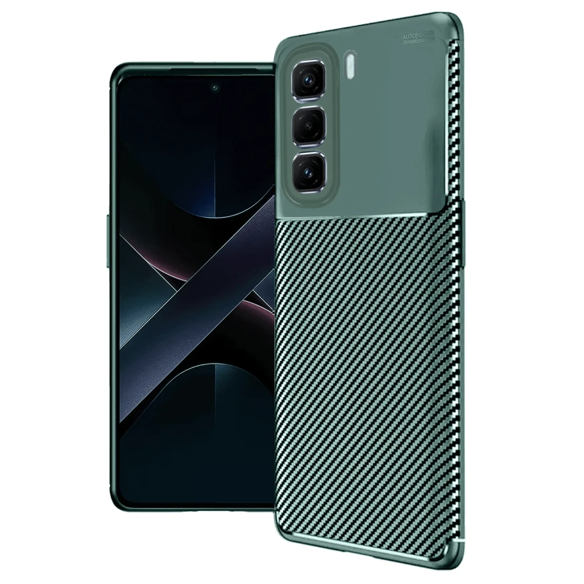 İnfinix Hot 50 4G Kılıf Auto Focus Karbon Kapak - Koyu Yeşil
