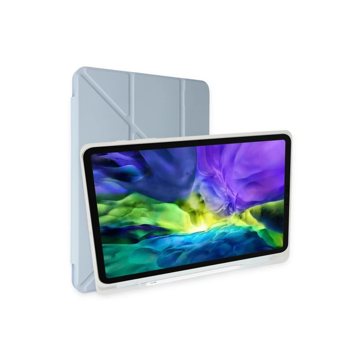 Apple iPad Pro 12.9 (2021) Kılıf Kalemlikli Mars Tablet Kılıfı - Mavi