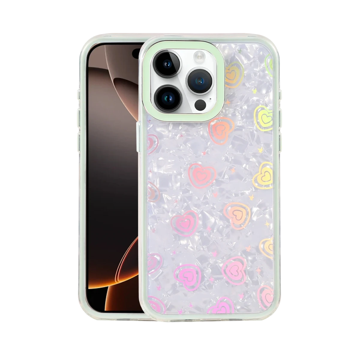 Apple iPhone 14 Pro Max Lumi Desenli Kapak - Yeşil