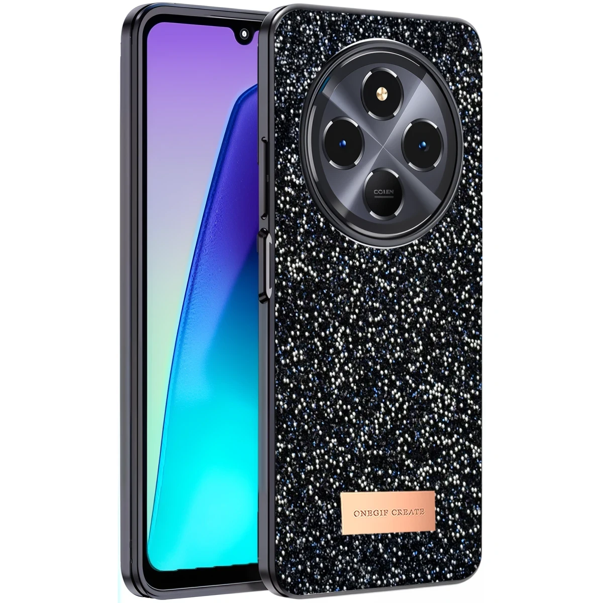 Onegif Xiaomi Redmi 14C Bright Simli Kapak - Siyah