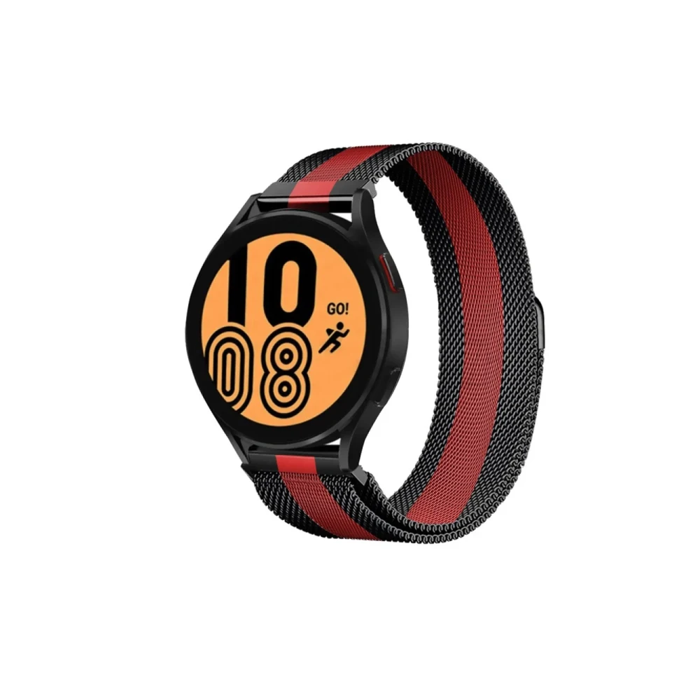 Watch 20mm Metal Mıknatıslı Kordon - Siyah-Kırmızı