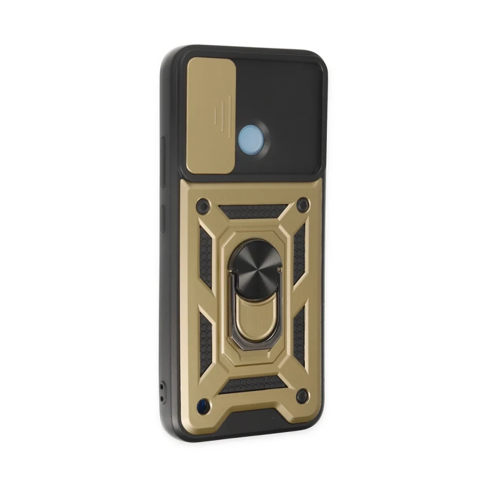 Realme C25Y Kılıf Pars Lens Yüzüklü Silikon - Gold