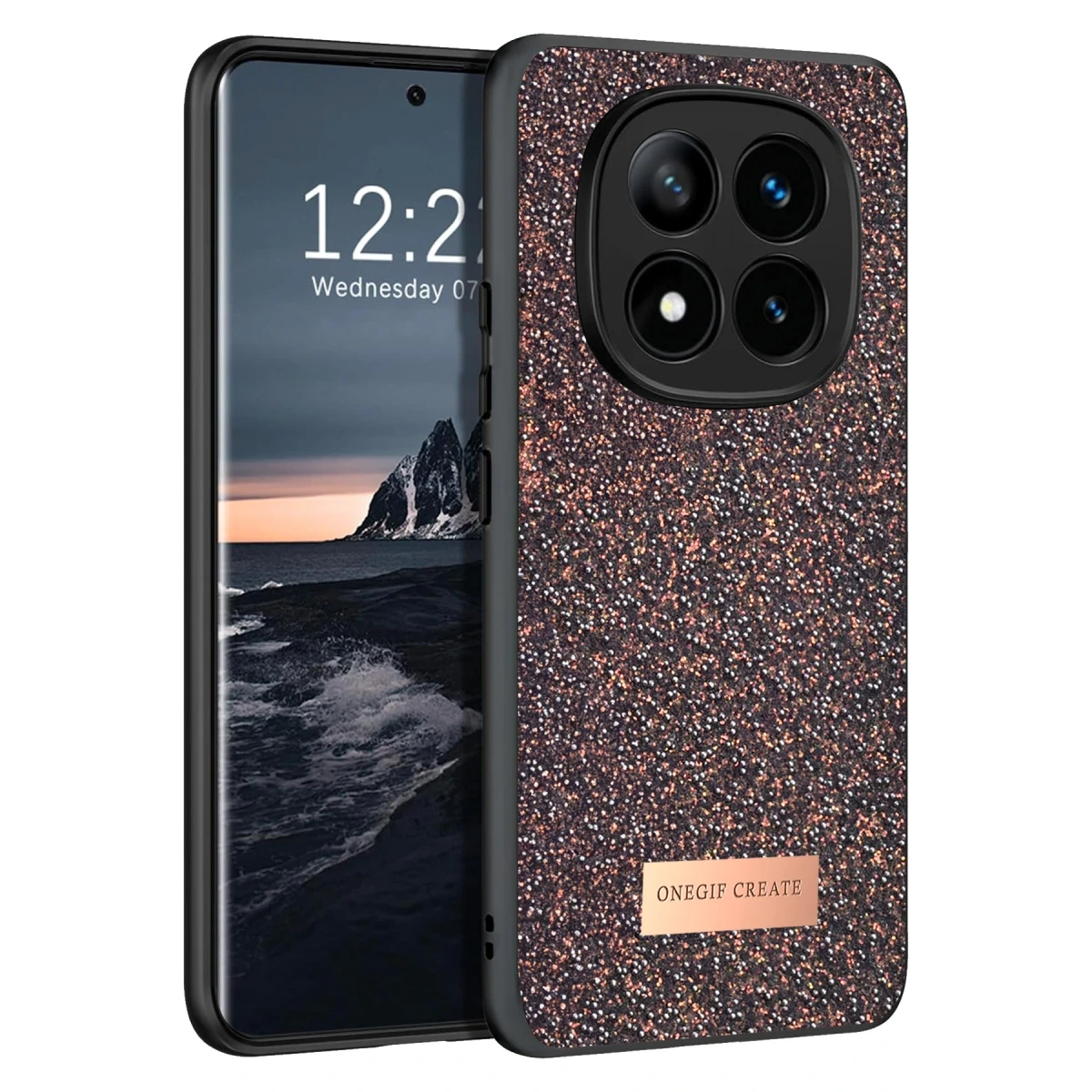 Onegif Xiaomi Redmi Note 14 Pro 4G Bright Simli Kapak - Derin Mor