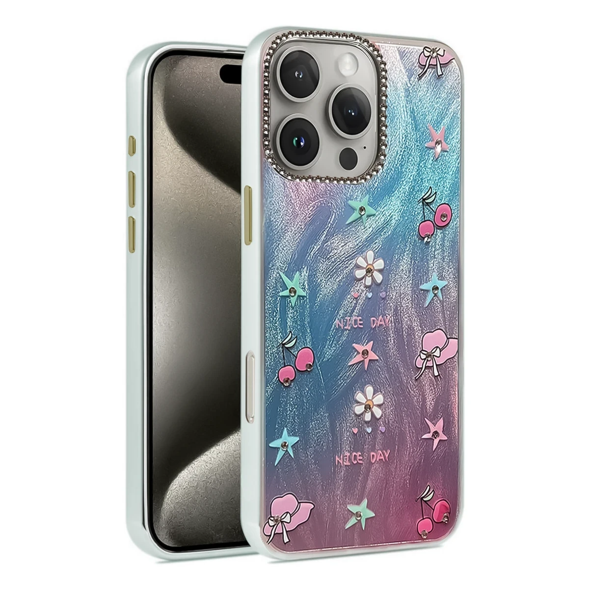 Apple iPhone 16 Pro Max Kılıf Blade Aynalı Desenli Kapak - Desen 4