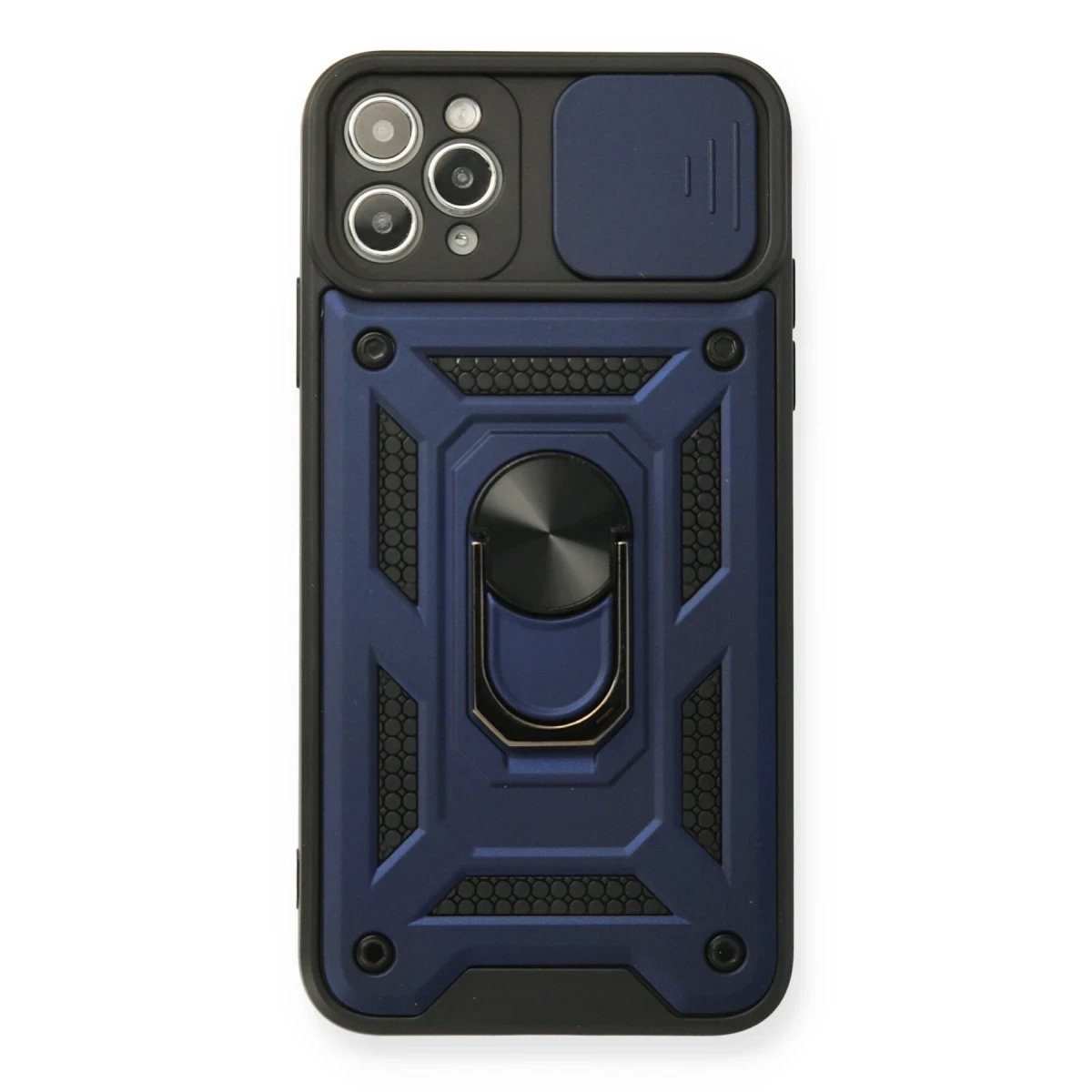 Apple iPhone 11 Pro Kılıf Pars Lens Yüzüklü Silikon - Lacivert