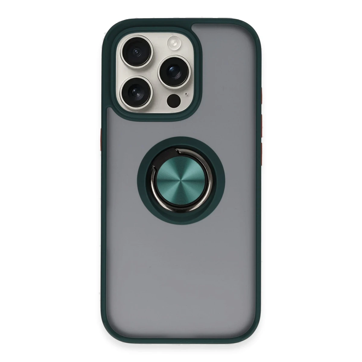 Apple iPhone 16 Pro Kılıf Montreal Yüzüklü Silikon Kapak - Yeşil