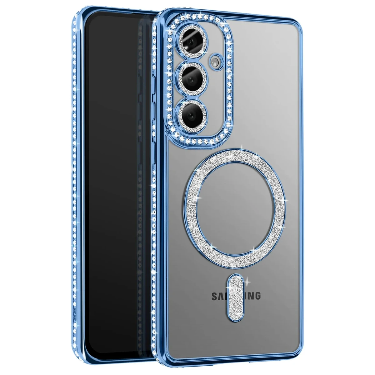 Samsung Galaxy A37 5G Joke Simli Magneticsafe Kılıf - Mavi