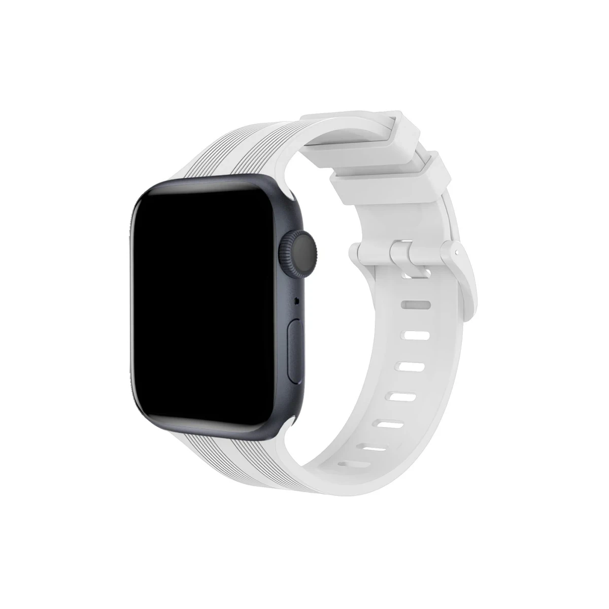 Apple Watch 38mm KR408 Çizgili Silikon Kordon - Beyaz