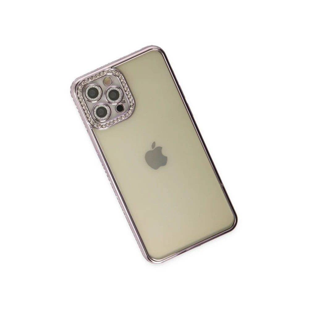 Apple iPhone 12 Pro Kılıf Joke Taşlı Silikon - Mor