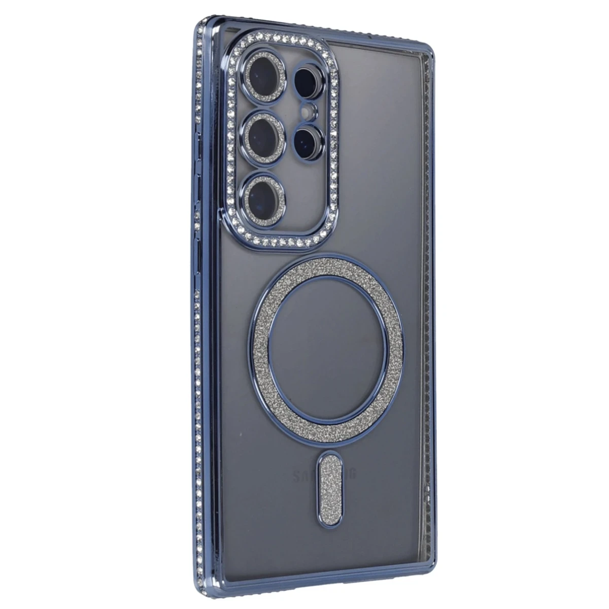 Samsung Galaxy S24 Ultra Kılıf Joke Simli Magneticsafe Kılıf - Lacivert