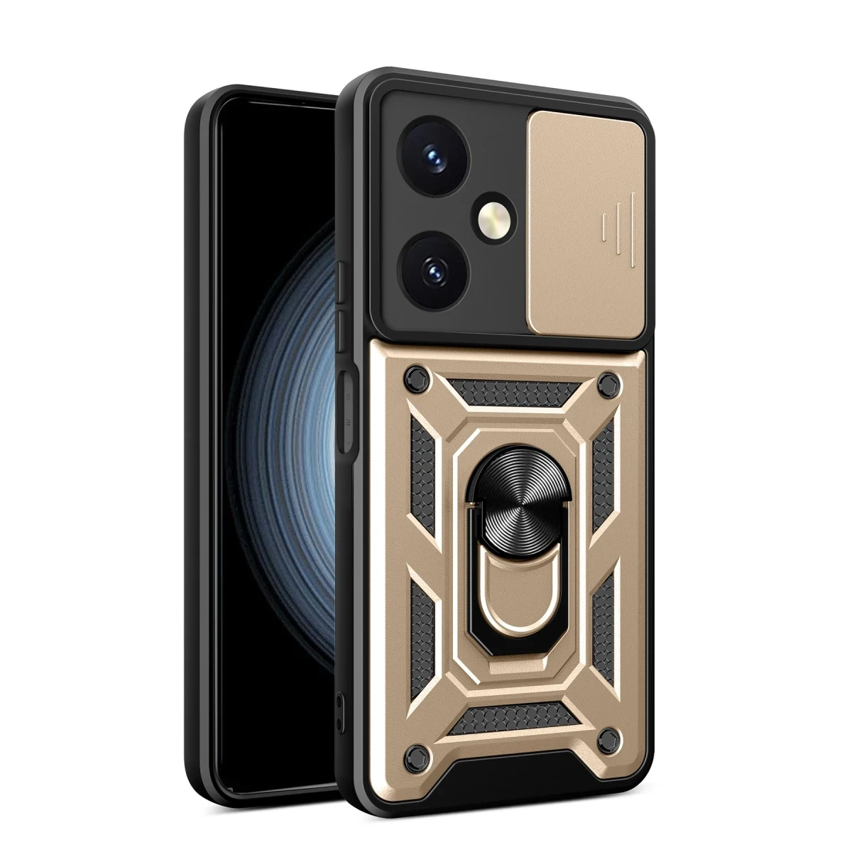 Vivo Y27 Kılıf Pars Lens Yüzüklü Silikon - Gold