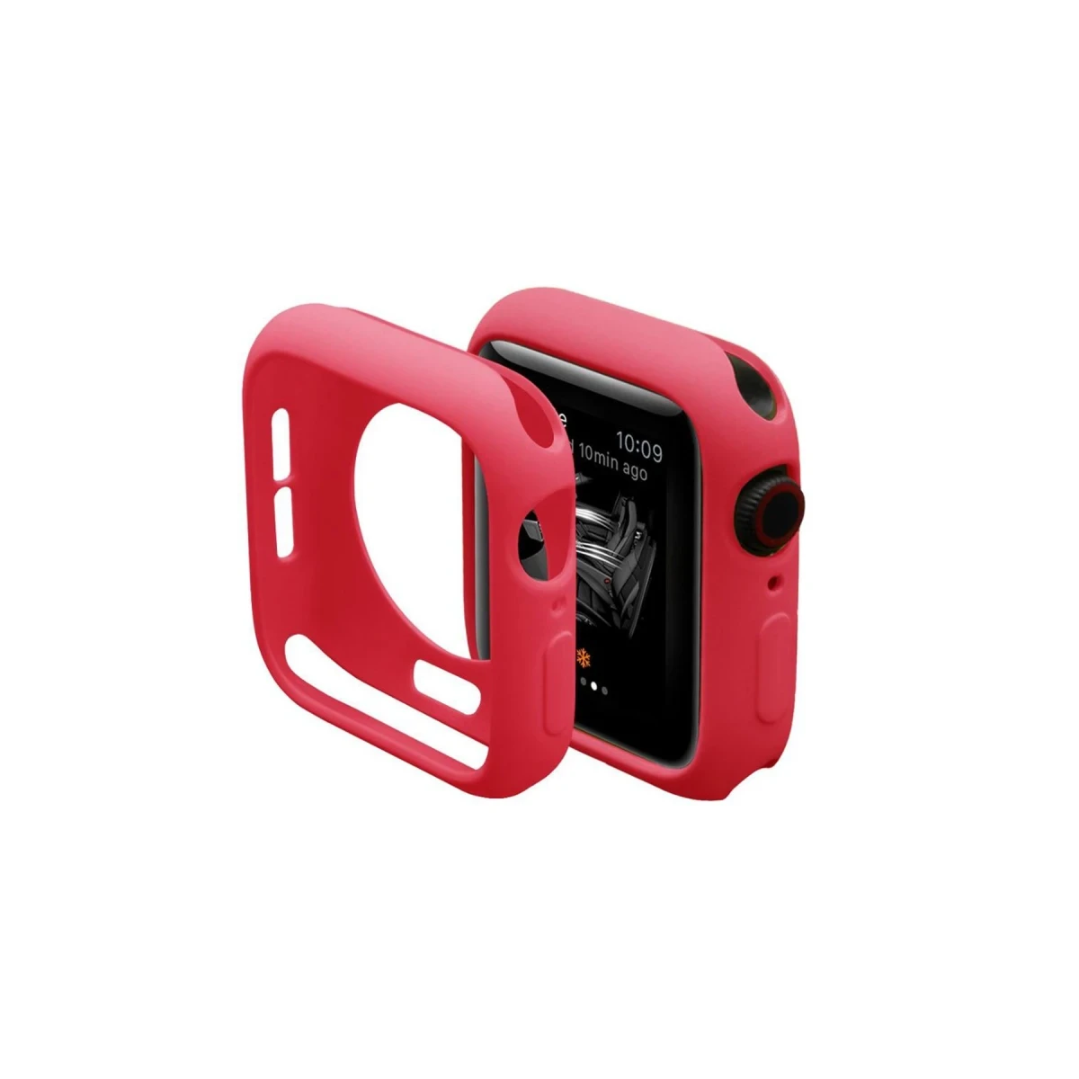 Apple Watch 44mm Silikon Alt Kasa - Kırmızı