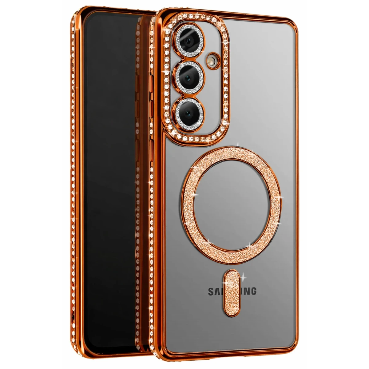Samsung Galaxy A57 5G Joke Simli Magneticsafe Kılıf - Turuncu