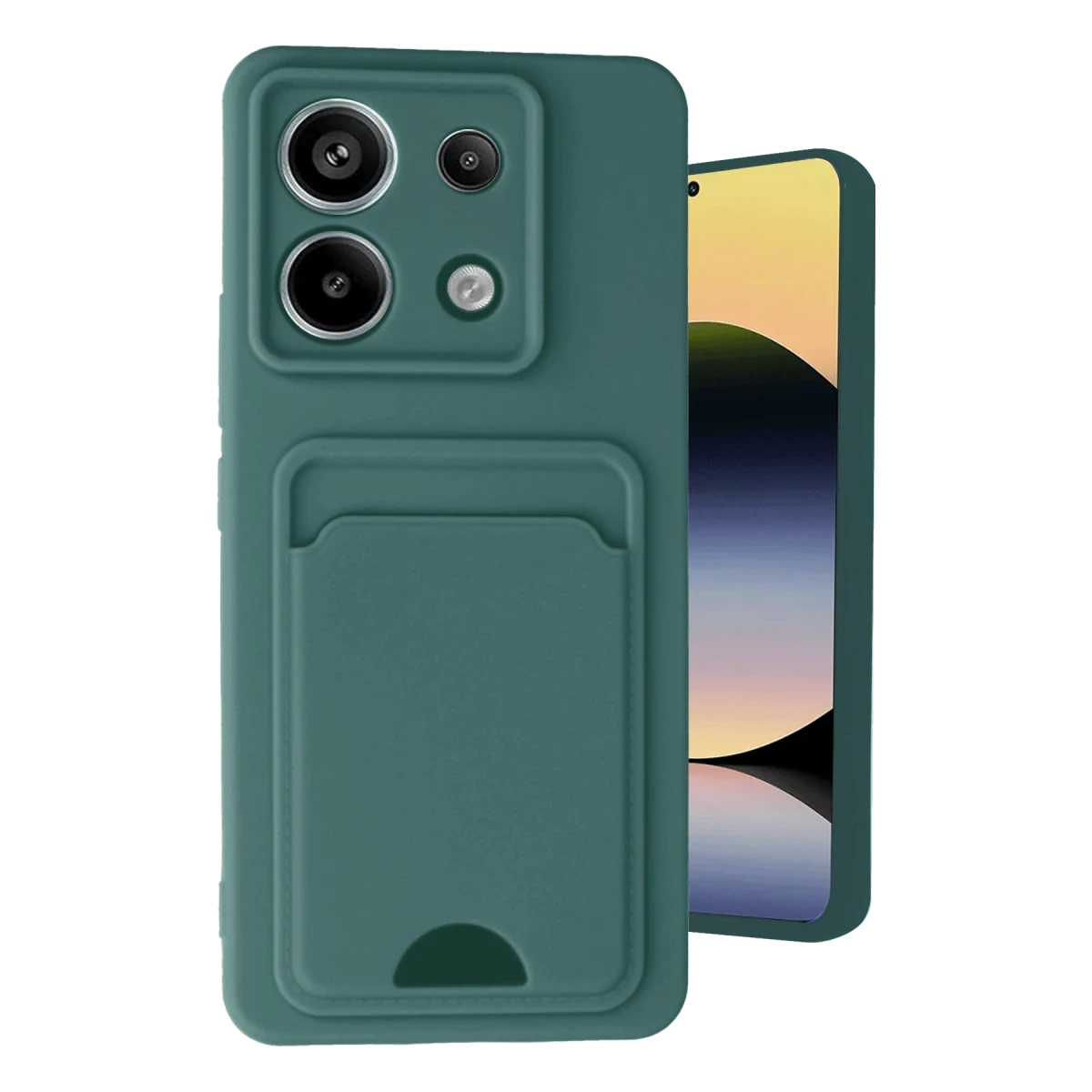 Xiaomi Redmi Note 13 Pro 5G Kılıf Kelvin Kartvizitli Silikon - Koyu Yeşil