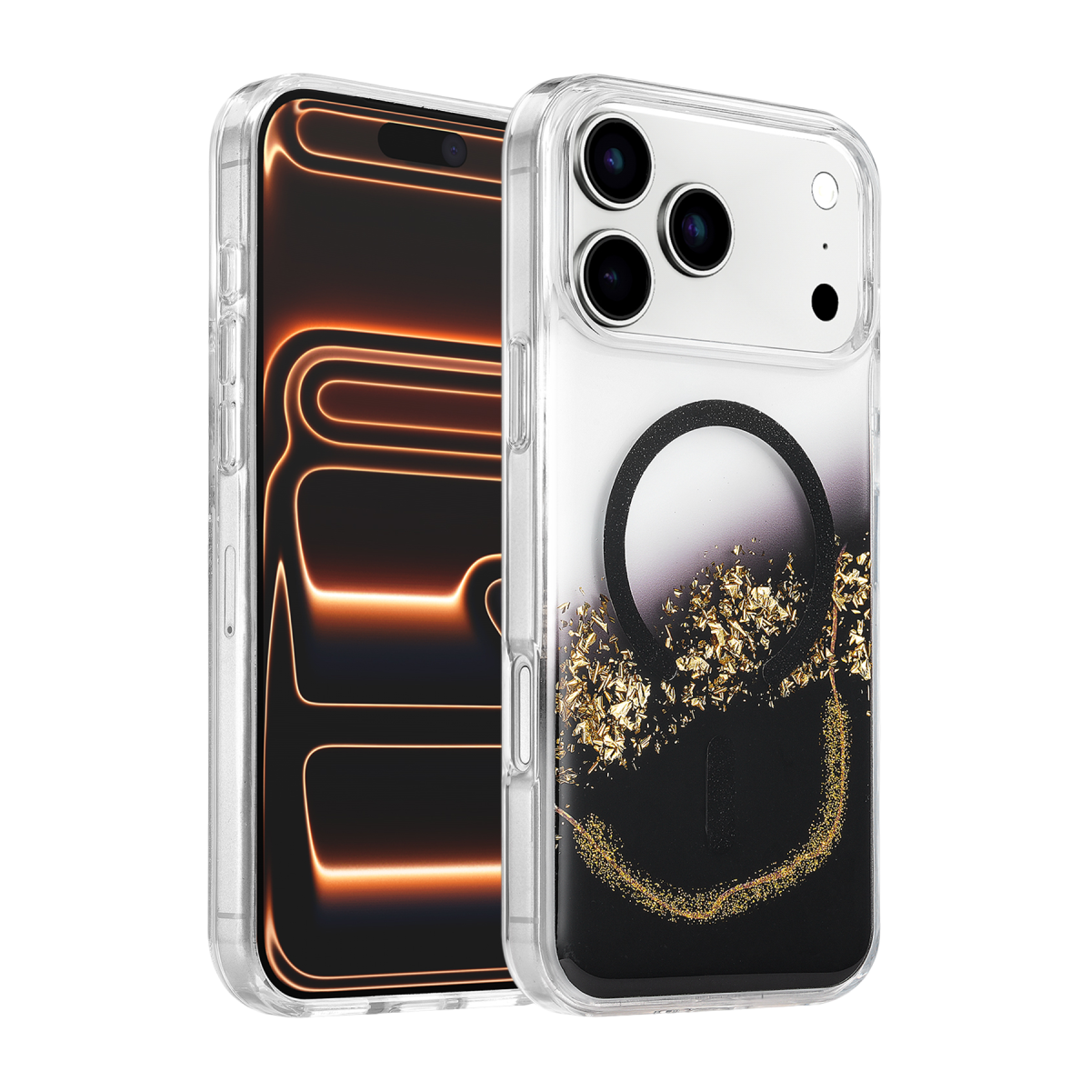 Onegif Apple iPhone 17 Pro Max/18 Pro Max Lotus Simli Magsafe Kapak - Siyah