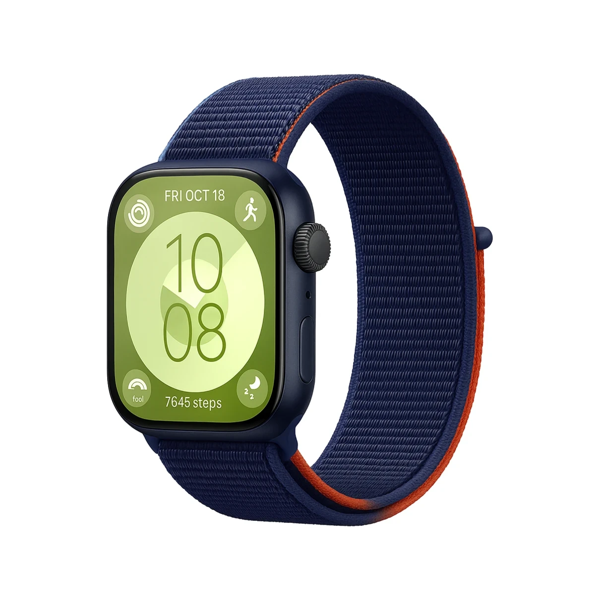 Huawei Fit 4 Hasırlı Cırtcırtlı Kordon - Lacivert-Turuncu