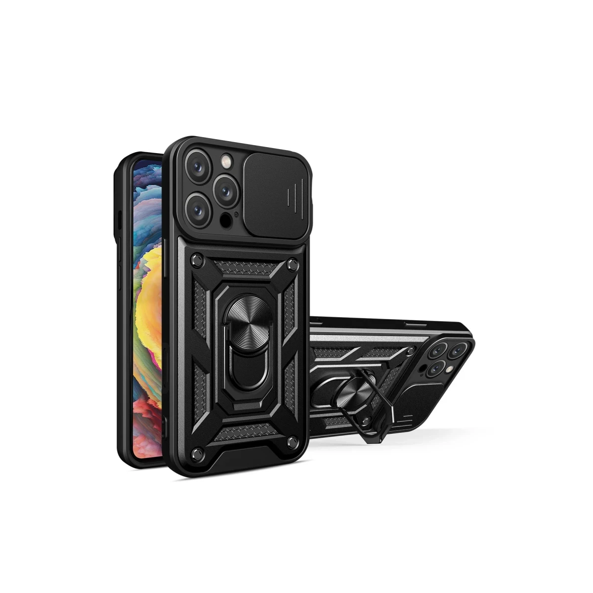 Apple iPhone 16 Pro Max Kılıf Pars Lens Yüzüklü Silikon - Siyah