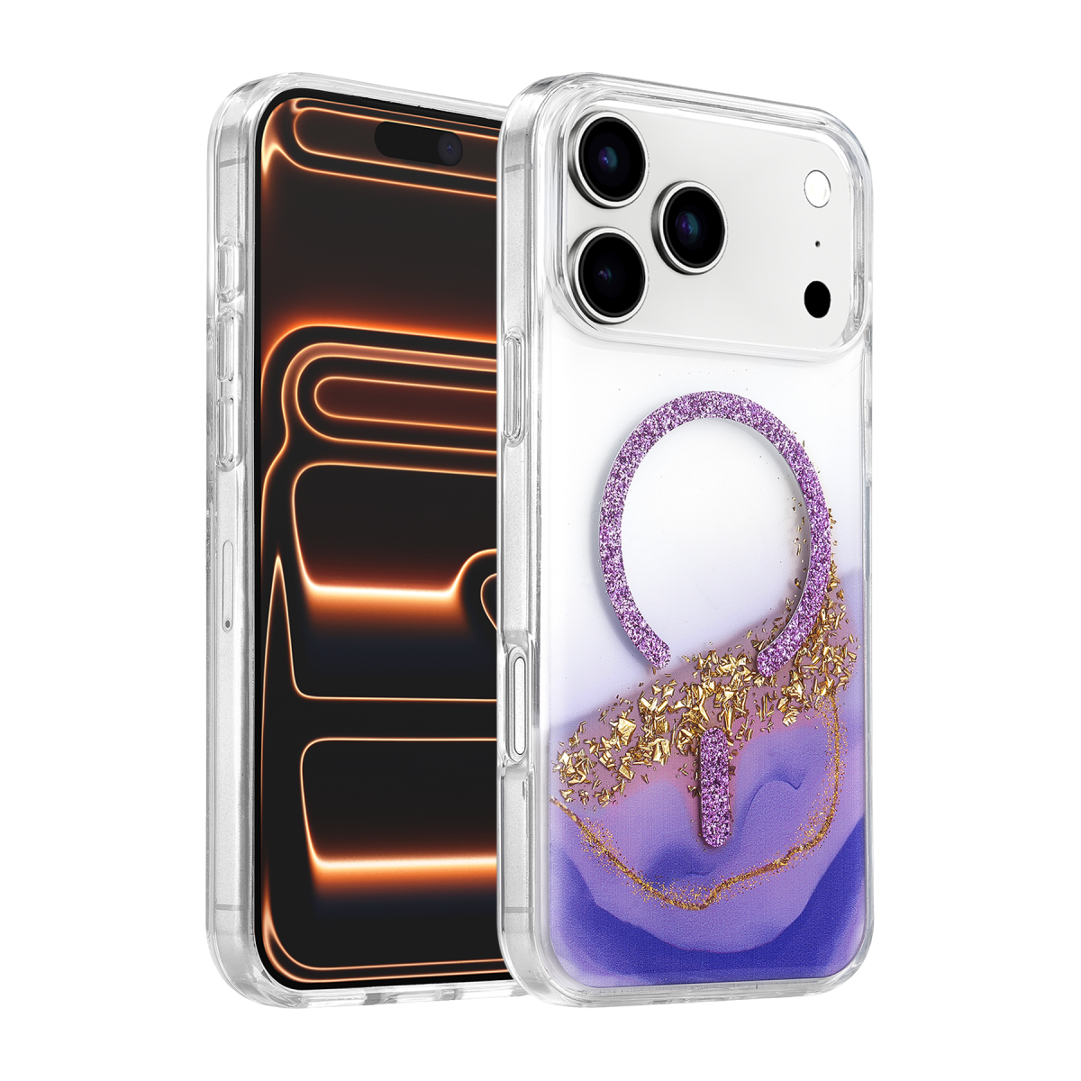 Onegif Apple iPhone 17 Pro/18 Pro Lotus Simli Magsafe Kapak - Mor