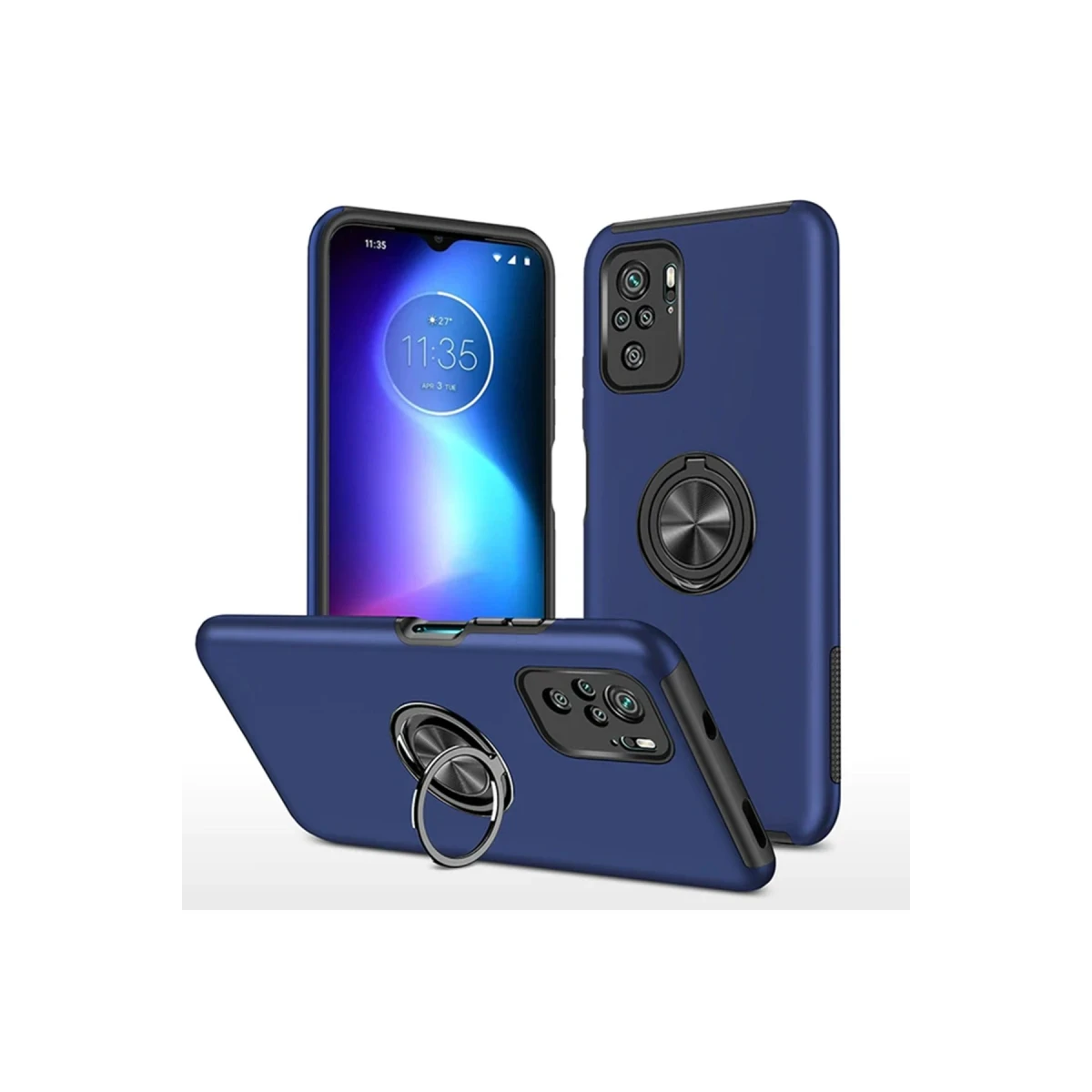 Xiaomi Poco F3 Kılıf Elit Yüzüklü Kapak - Lacivert