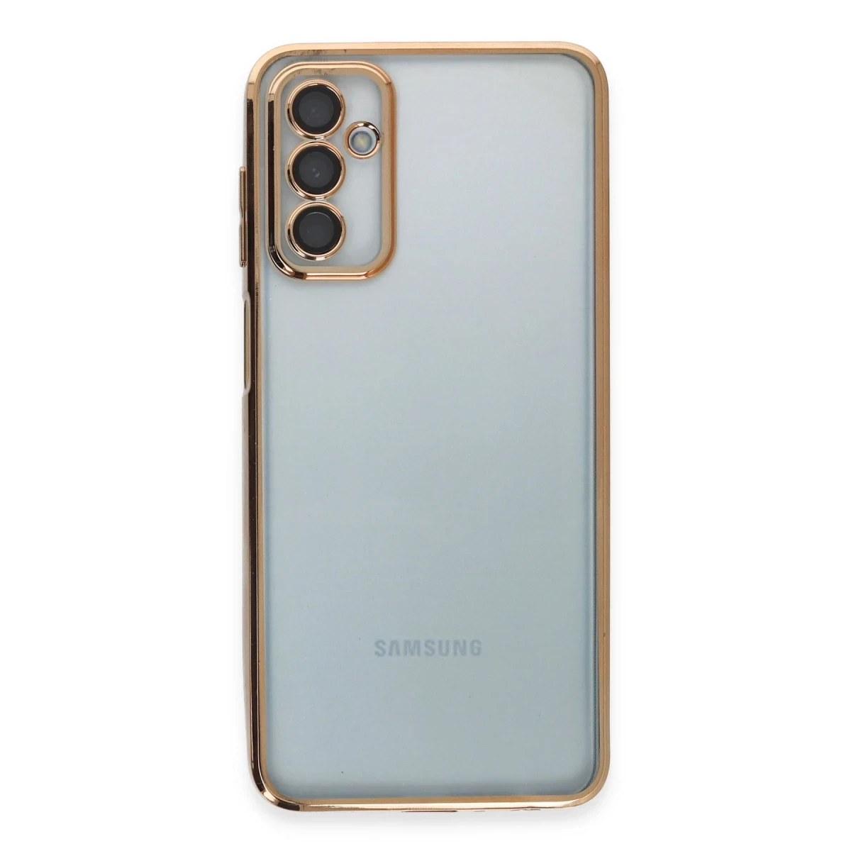 Samsung Galaxy M23 Kılıf Razer Lensli Silikon - Gold