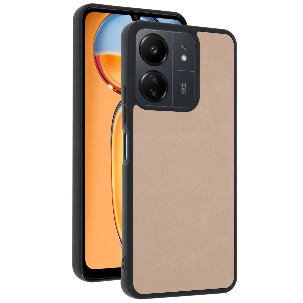 Xiaomi Redmi 13C Kılıf Aras Deri Kapak - Pudra