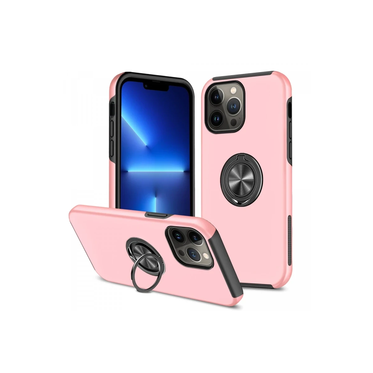 Apple iPhone 13 Pro Max Kılıf Elit Yüzüklü Kapak - Pembe