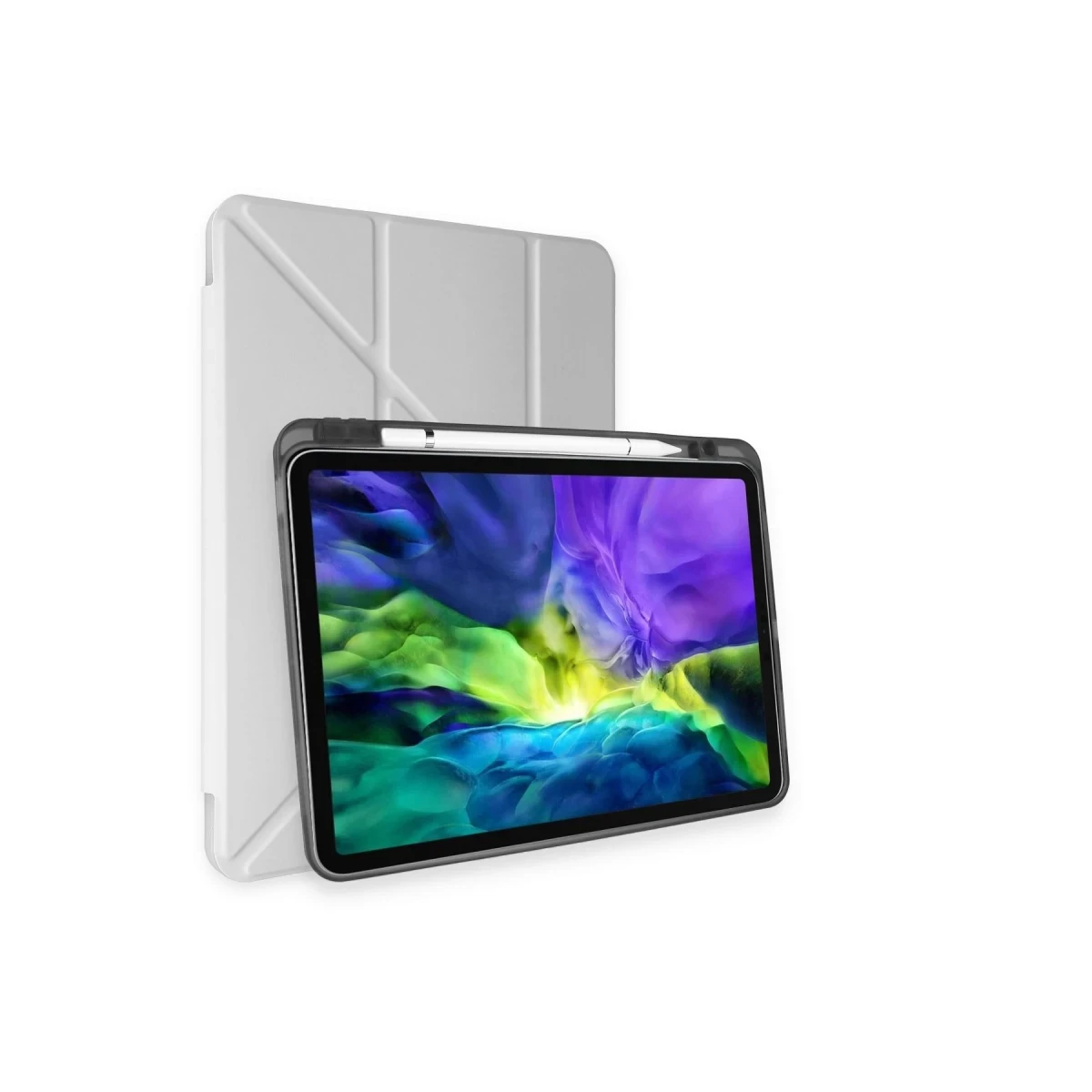 Samsung Galaxy Tab A9 Plus Kılıf Kalemlikli Mars Tablet Kılıfı - Gri