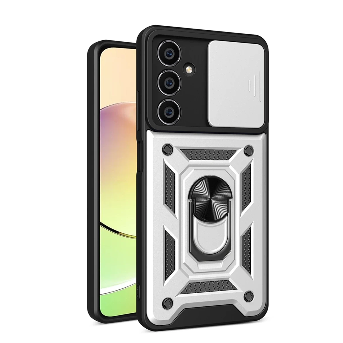 Samsung Galaxy A05 Kılıf Pars Lens Yüzüklü Silikon - Gümüş