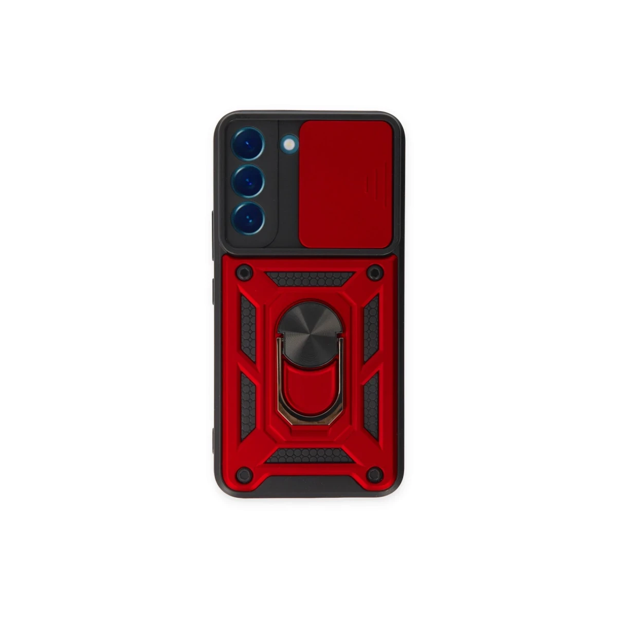 Samsung Galaxy S24 Kılıf Pars Lens Yüzüklü Silikon - Kırmızı