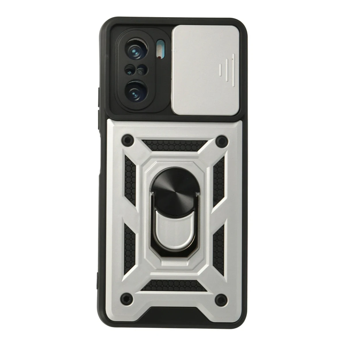 Xiaomi Poco F3 Kılıf Pars Lens Yüzüklü Silikon - Gümüş