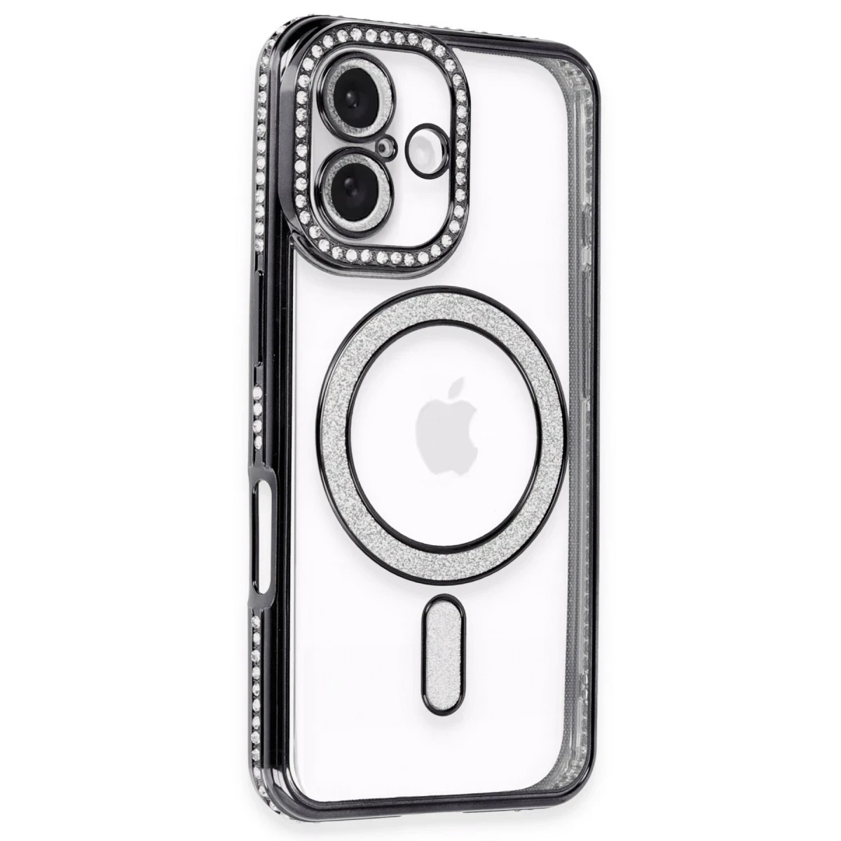 Apple iPhone 16 Kılıf Joke Simli Magneticsafe Kılıf - Siyah