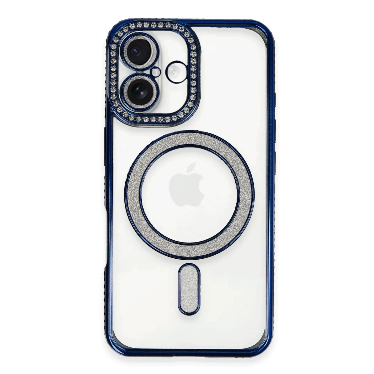 Apple iPhone 16 Plus Kılıf Joke Simli Magneticsafe Kılıf - Lacivert