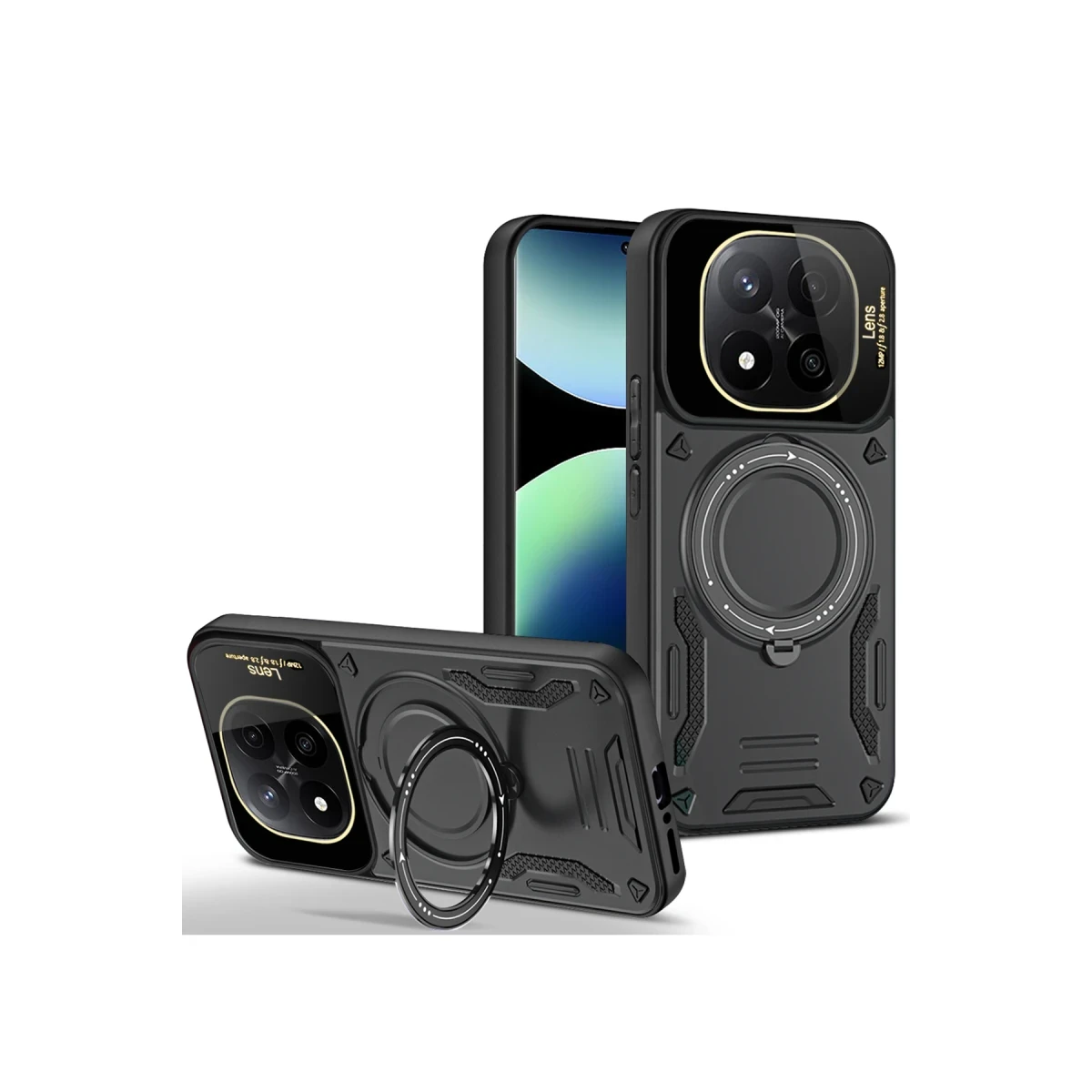 Xiaomi Redmi Note 14 Pro 5G Kılıf Joy Lens Standlı Kapak - Siyah
