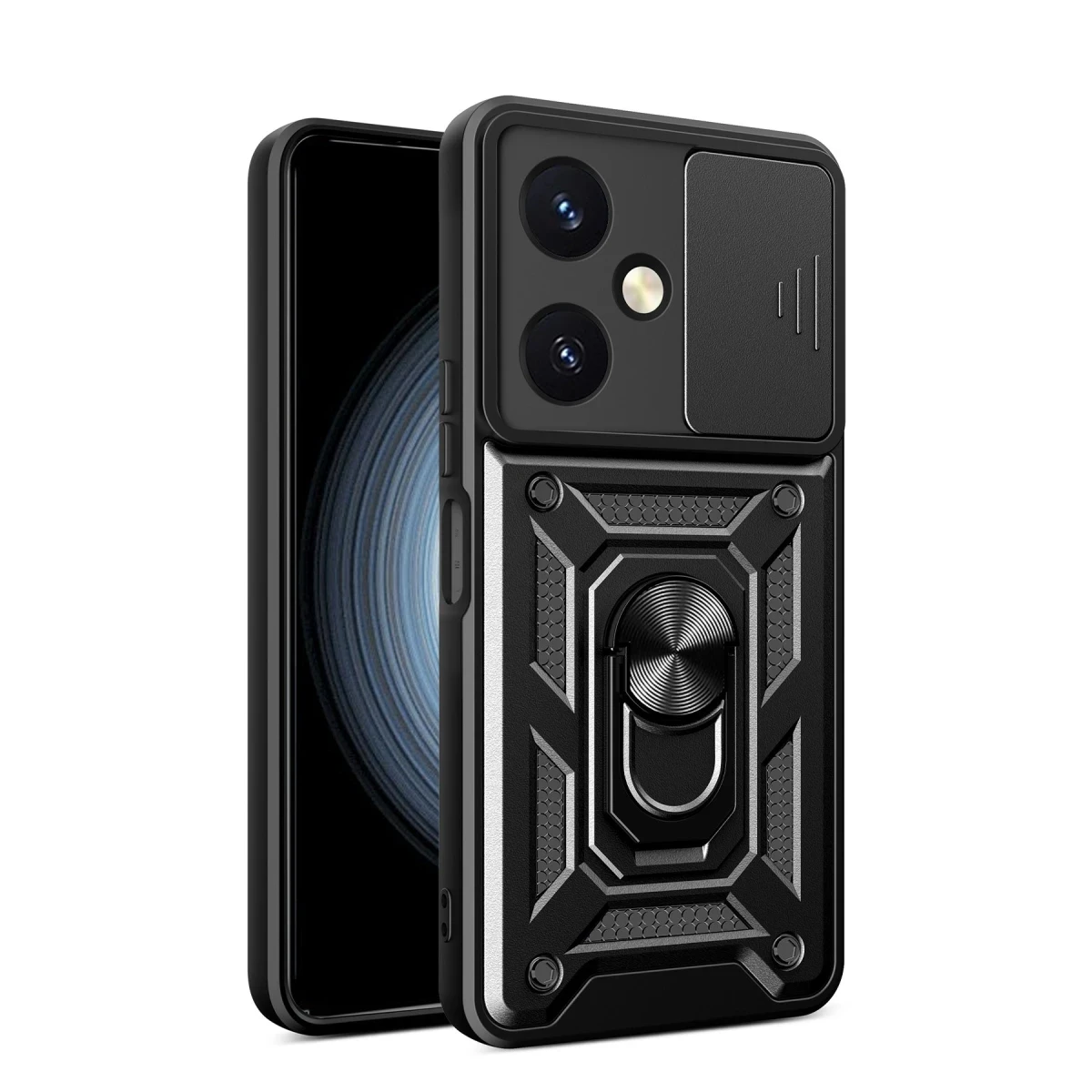 Vivo Y27 Kılıf Pars Lens Yüzüklü Silikon - Siyah