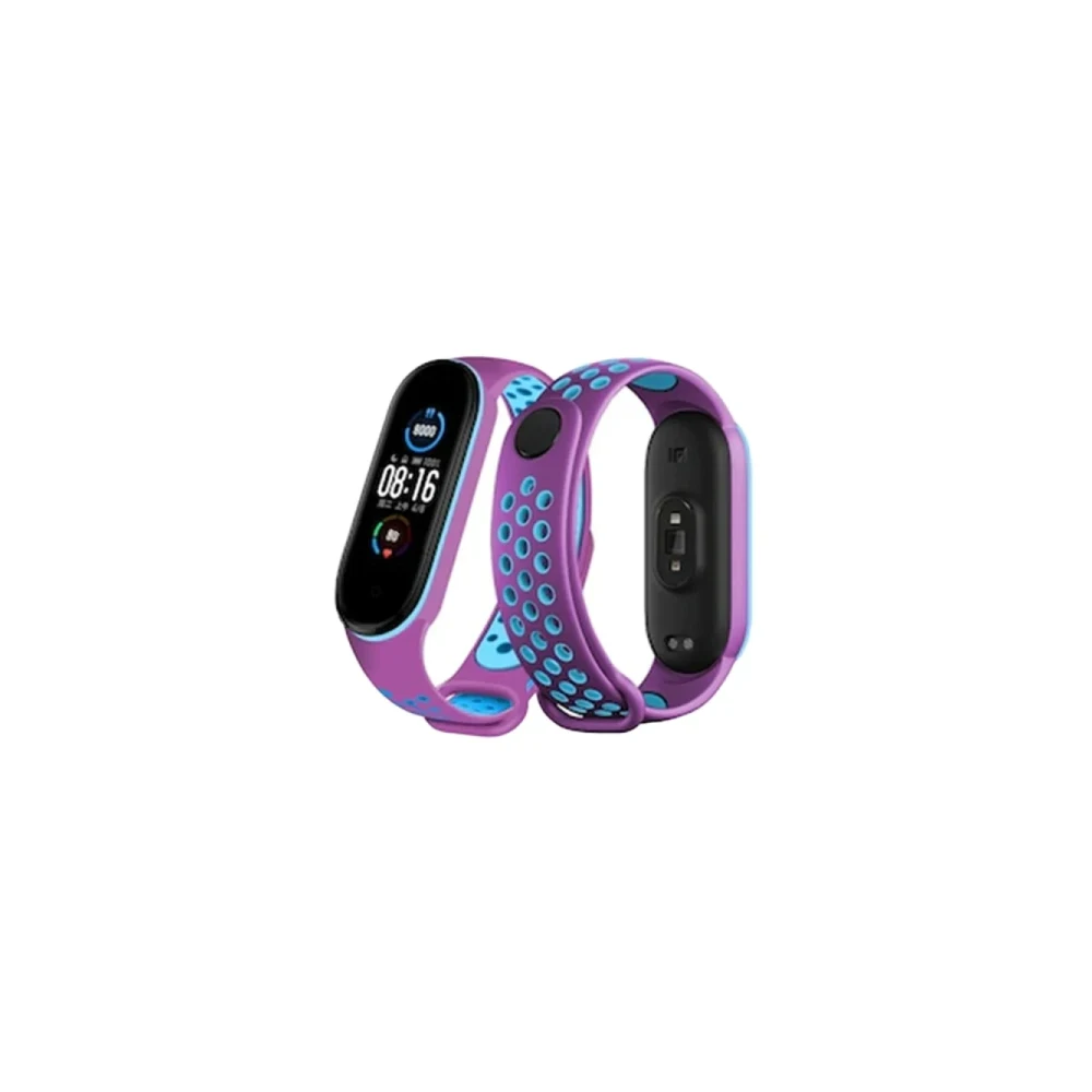 Xiaomi Mi Band 4 Spor Delikli Kordon - Mor-Mavi