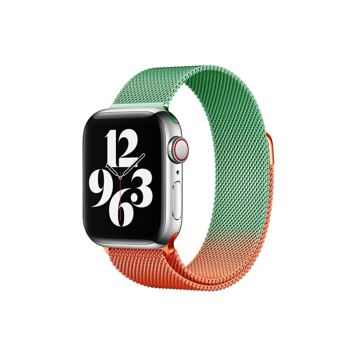Apple Watch 38mm Metal Mıknatıslı Kordon - Turuncu-Yeşil