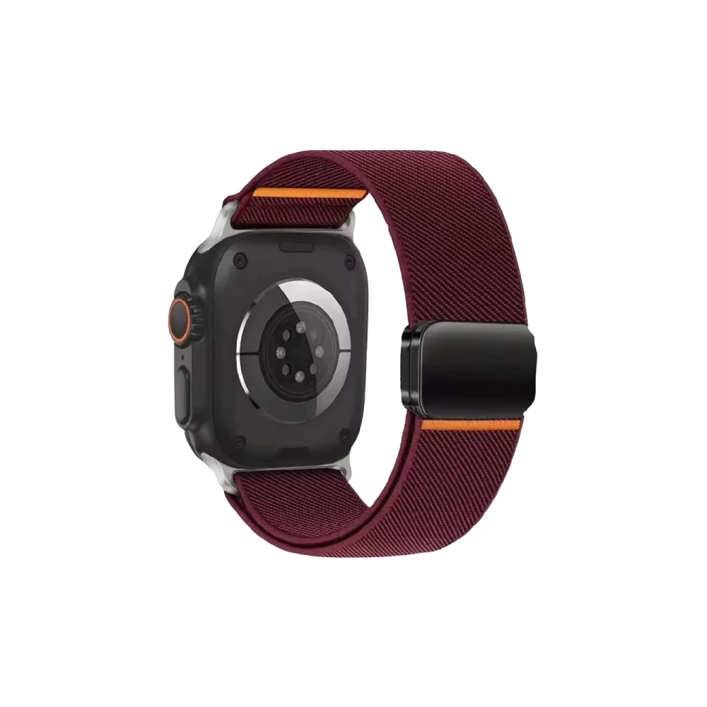 Apple Watch Ultra 49mm Nylon Manyetik Kordon - Bordo