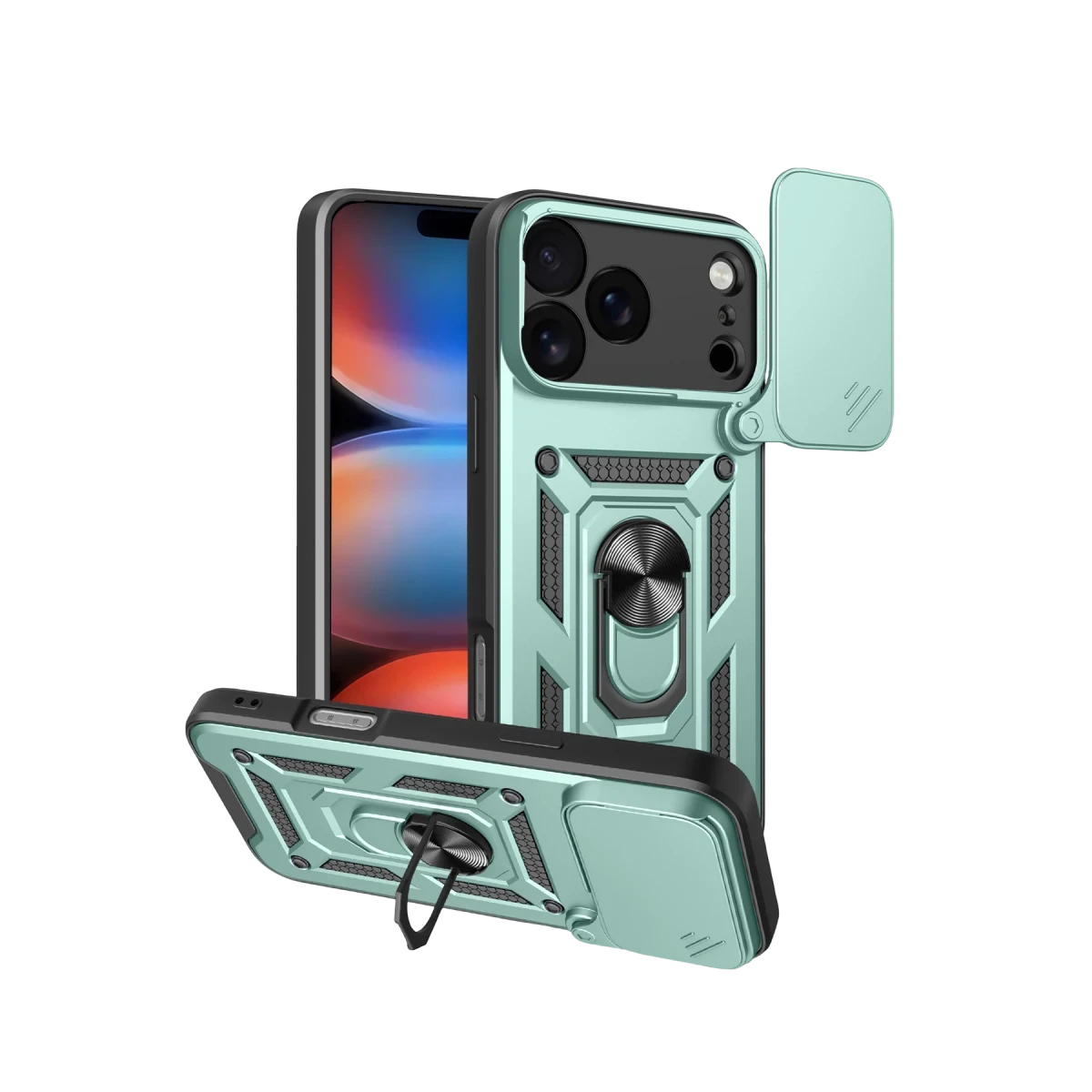 Apple iPhone 17 Pro Max Pars Lens Yüzüklü Silikon - Yeşil