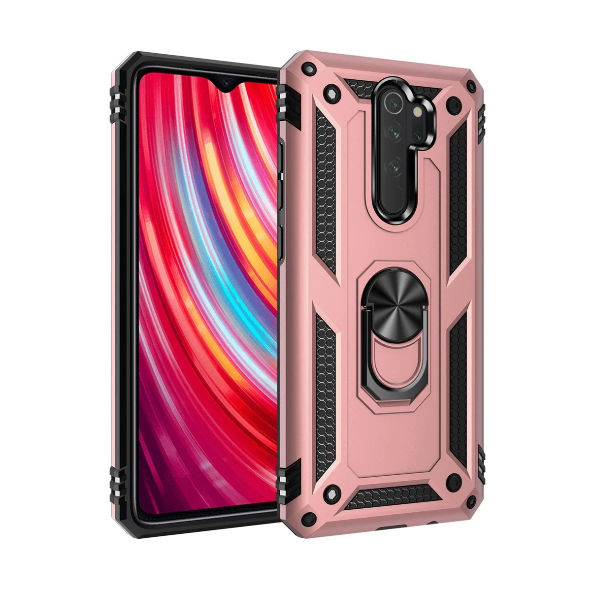 Xiaomi Redmi Note 8 Pro Kılıf Sofya Yüzüklü Silikon Kapak - Rose