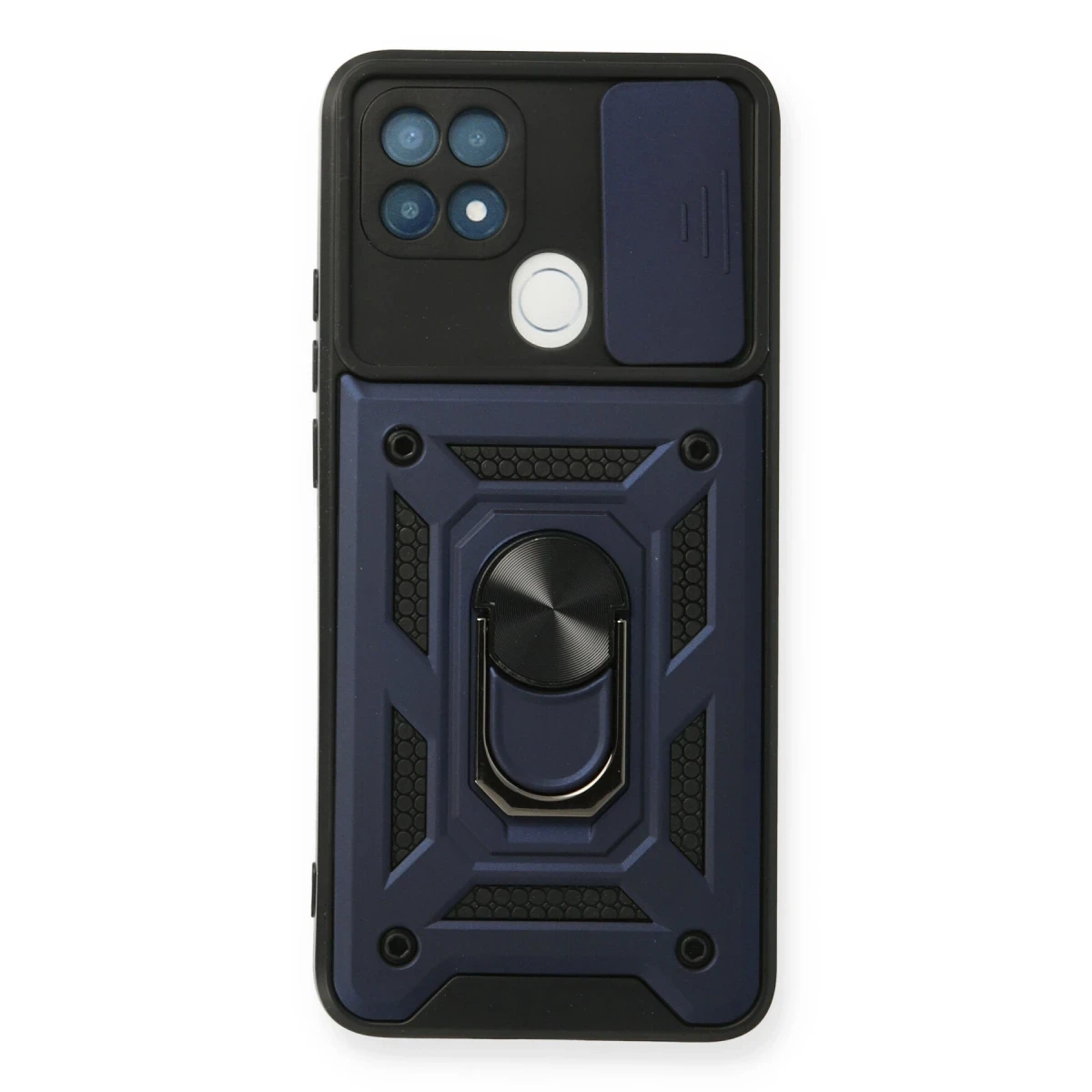 Oppo A15 Kılıf Pars Lens Yüzüklü Silikon - Lacivert