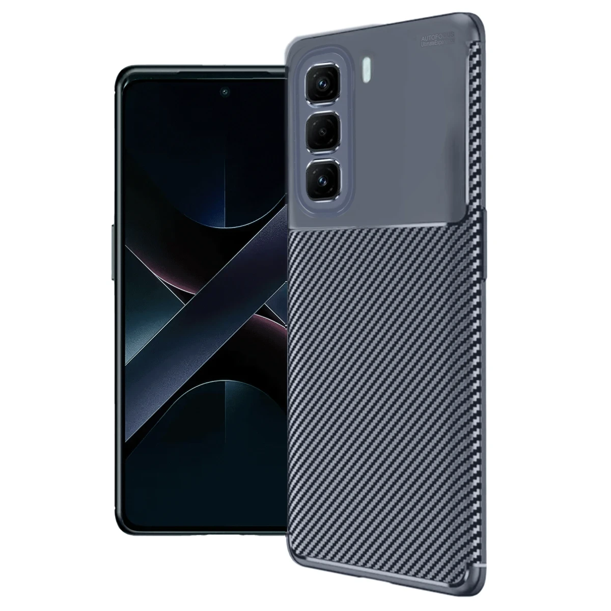 İnfinix Hot 50 4G Kılıf Auto Focus Karbon Kapak - Lacivert