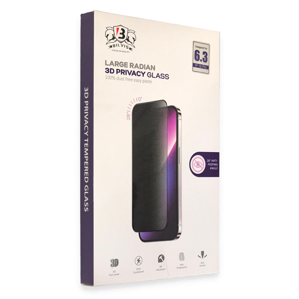 Apple iPhone 16 Pro Max Bilvis 3D Radian Hayalet Cam Ekran Koruyucu