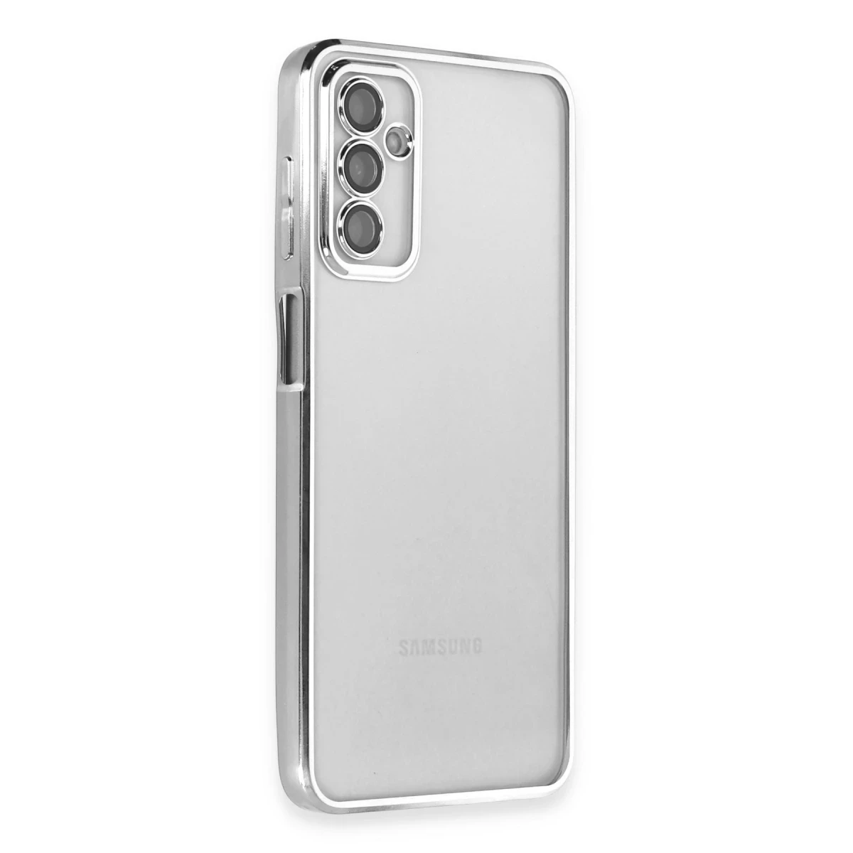 Samsung Galaxy M23 Kılıf Razer Lensli Silikon - Gümüş