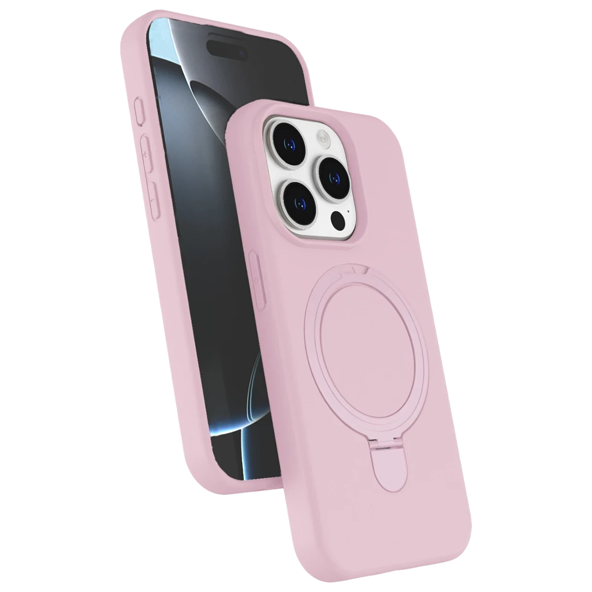 Apple iPhone 15 Pro Max Regal Magsafe Standlı Kapak - Açık Pembe