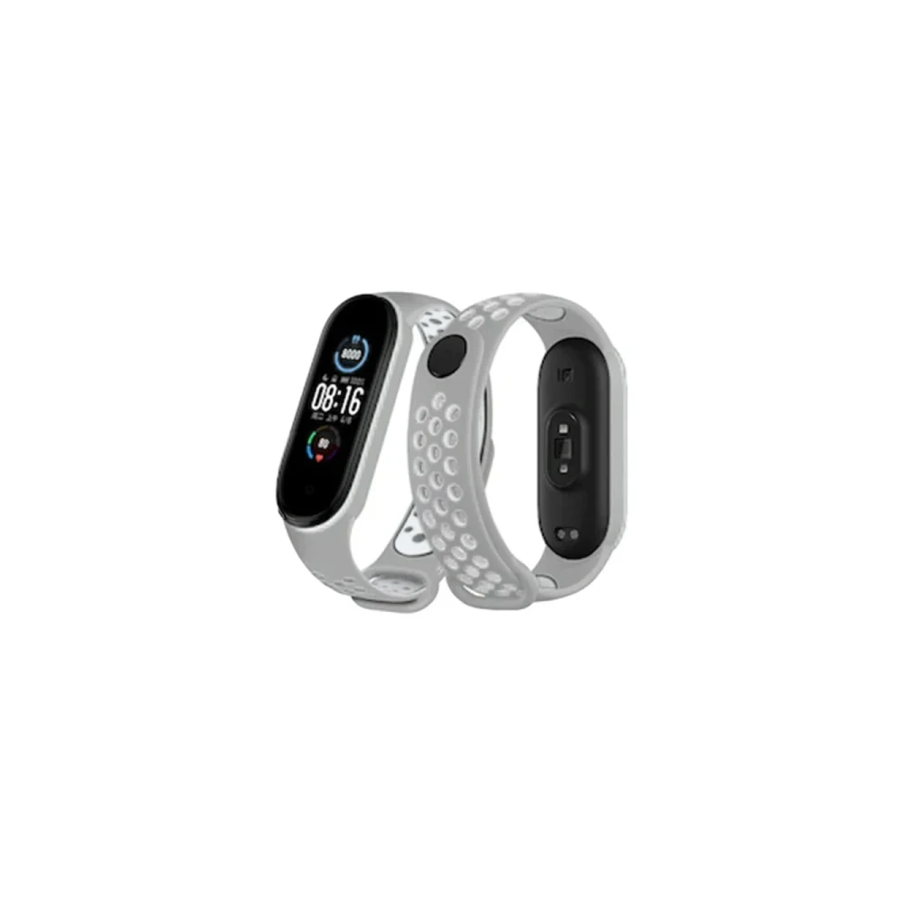 Xiaomi Mi Band 4 Spor Delikli Kordon - Gri-Beyaz