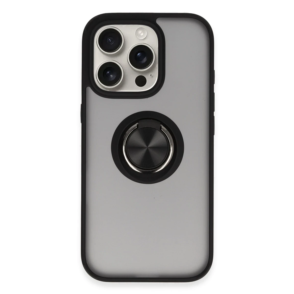 Apple iPhone 16 Pro Max Kılıf Montreal Yüzüklü Silikon Kapak - Siyah