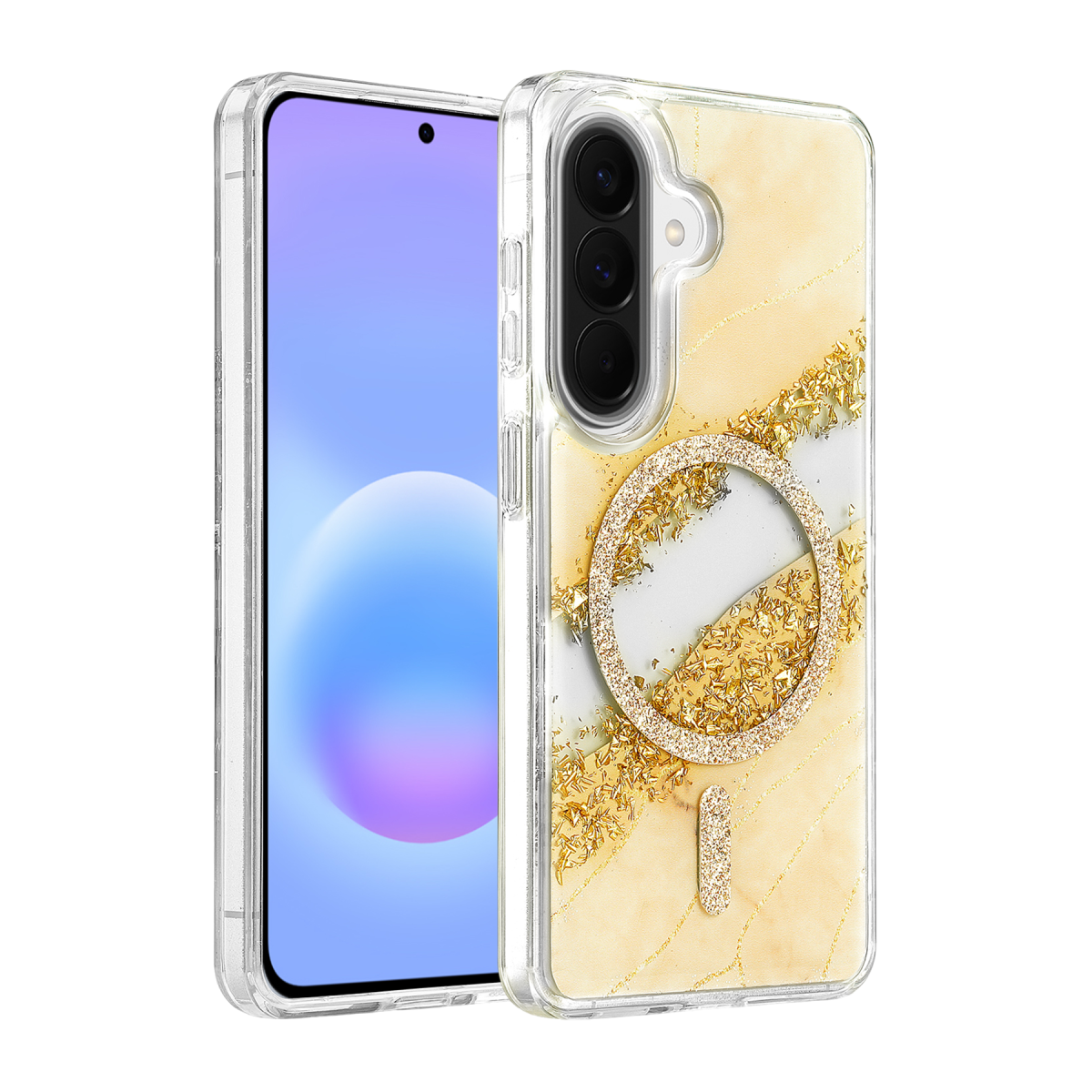 Onegif Samsung Galaxy A37 5G Lotus Simli Magsafe Kapak - Gümüş