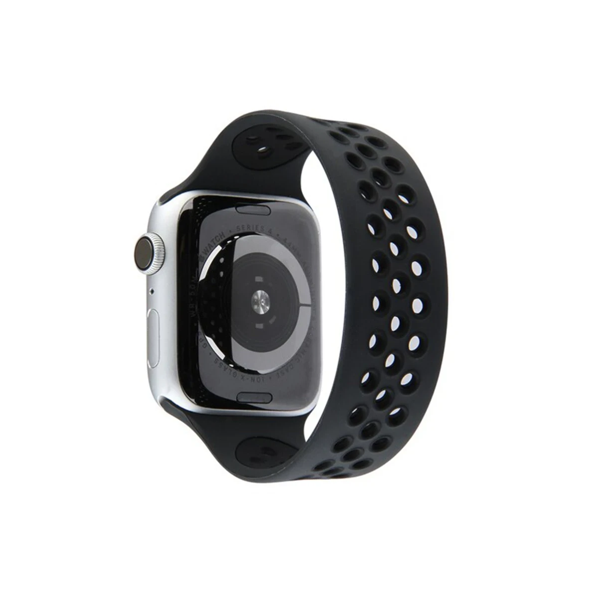 Apple Watch 38mm Ayarlı Delikli Silikon Kordon - Siyah-Siyah