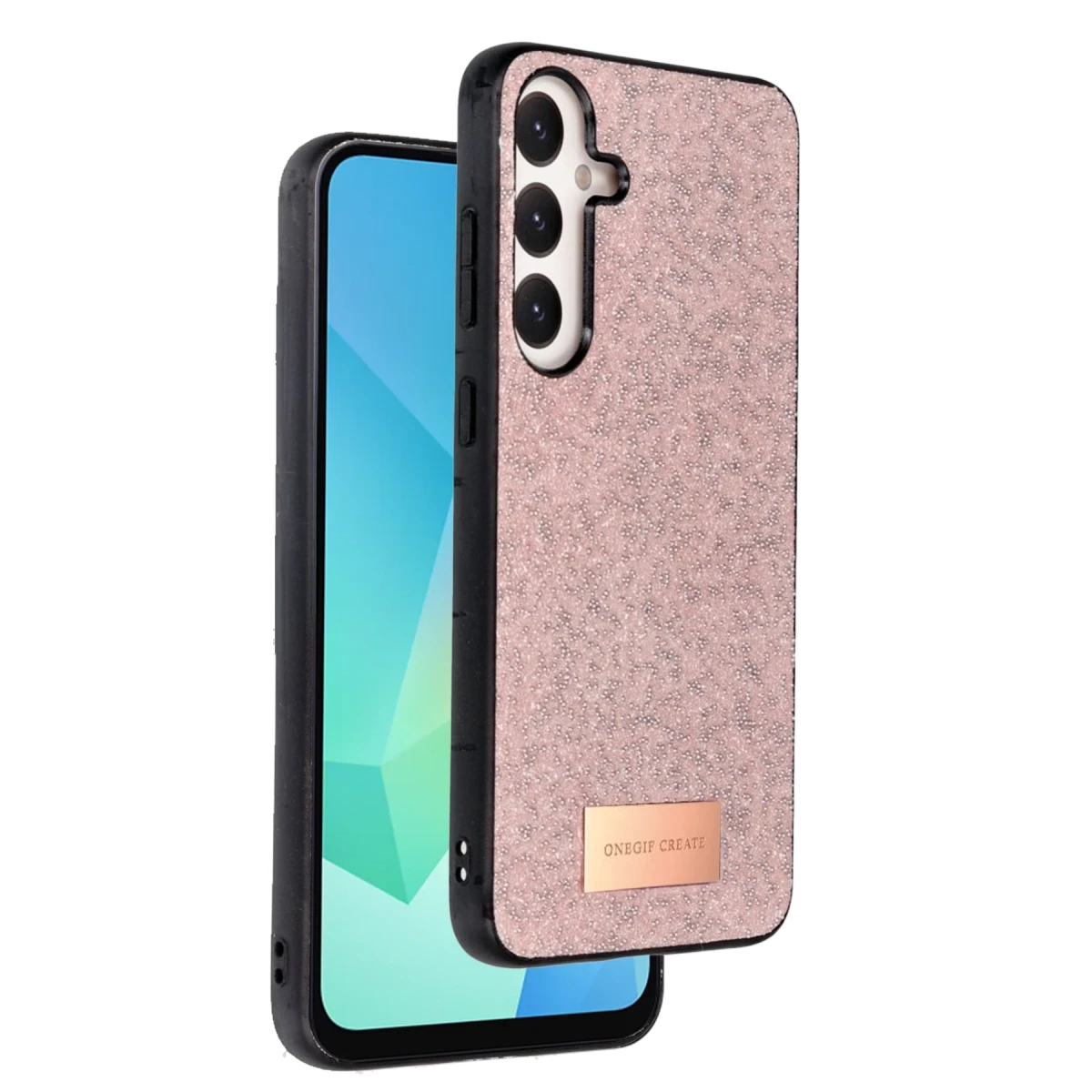 Onegif Samsung Galaxy A16 5G Bright Simli Kapak - Pembe